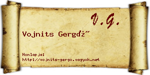 Vojnits Gergő névjegykártya